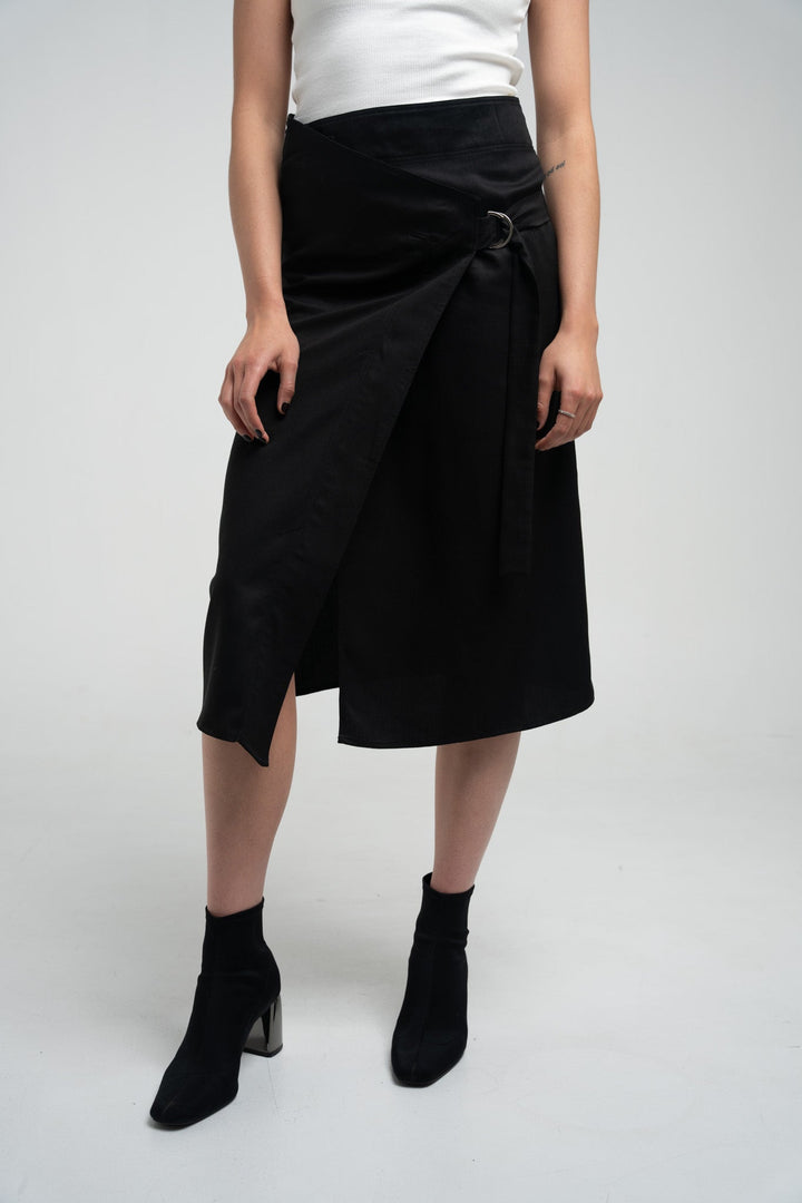 Asymmetrical Tencel Wrap-Skirt