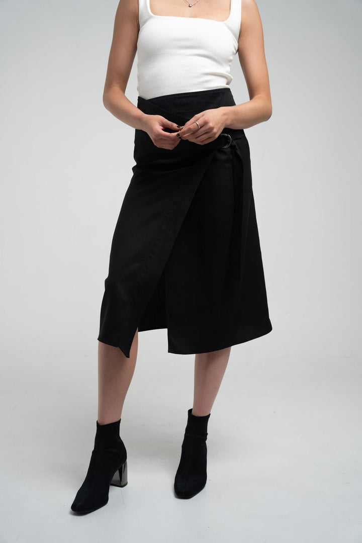 Asymmetrical Tencel Wrap-Skirt