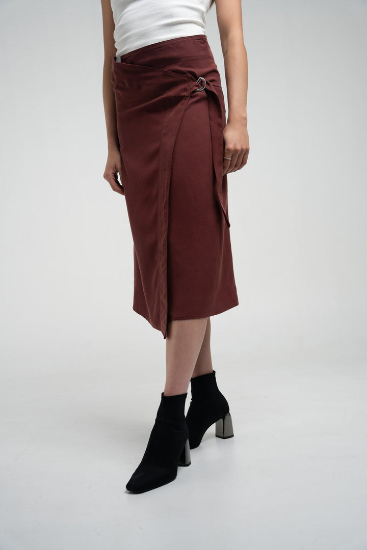 Asymmetrical Tencel Wrap-Skirt