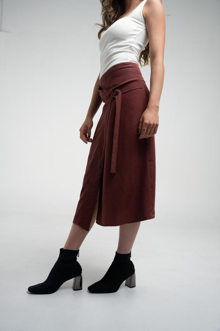 Asymmetrical Tencel Wrap-Skirt