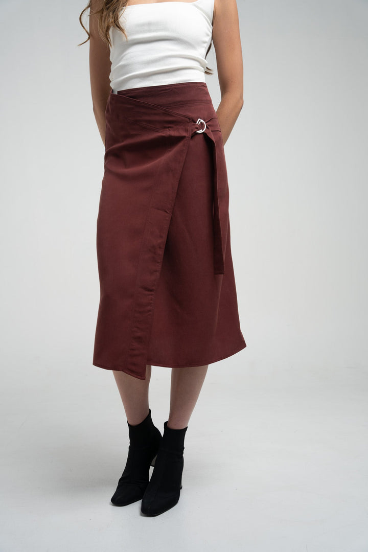 Asymmetrical Tencel Wrap-Skirt