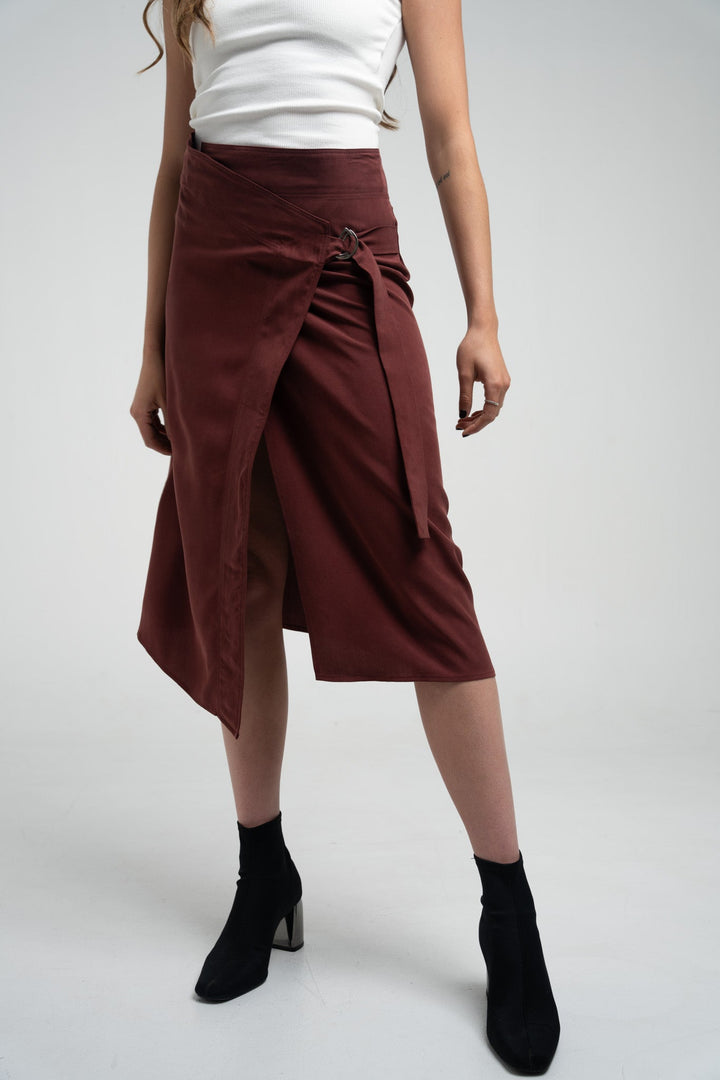 Asymmetrical Tencel Wrap-Skirt