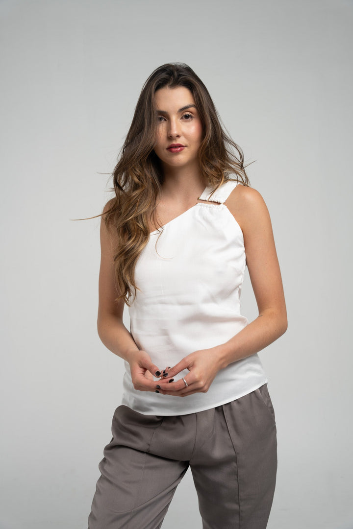 One-Shoulder Tencel Blouse