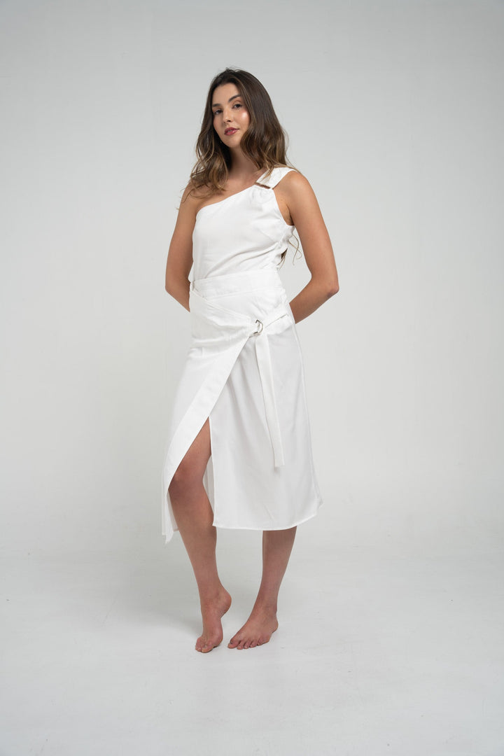 Asymmetrical Tencel Wrap-Skirt