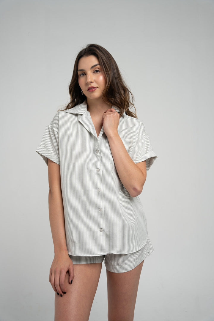 The Tencel Striped Cuban Women Shirt