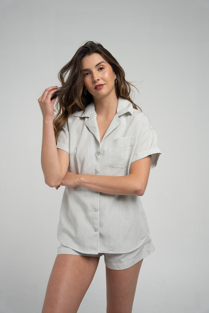 The Tencel Striped Cuban Women Shirt